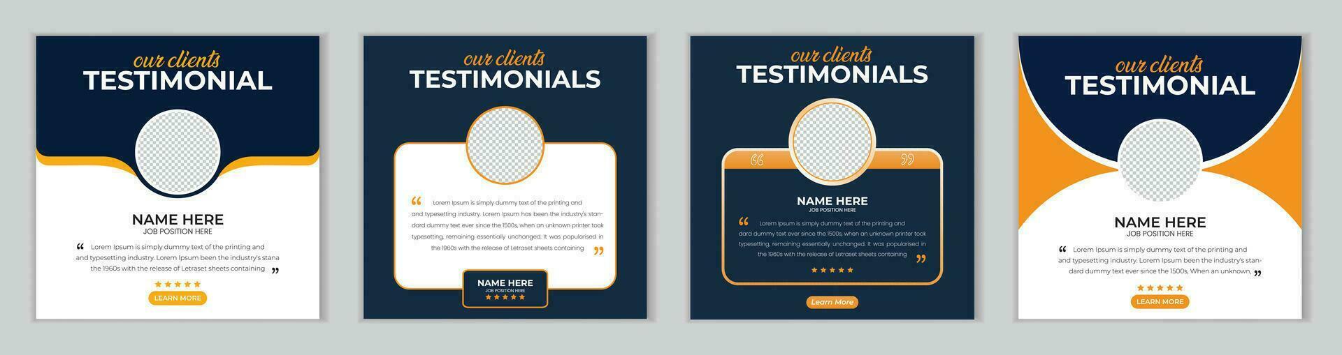 Client feedback social media post banner template. Customer feedback testimonial social media post or web banner template. client testimonials social media post banner design bundle. vector