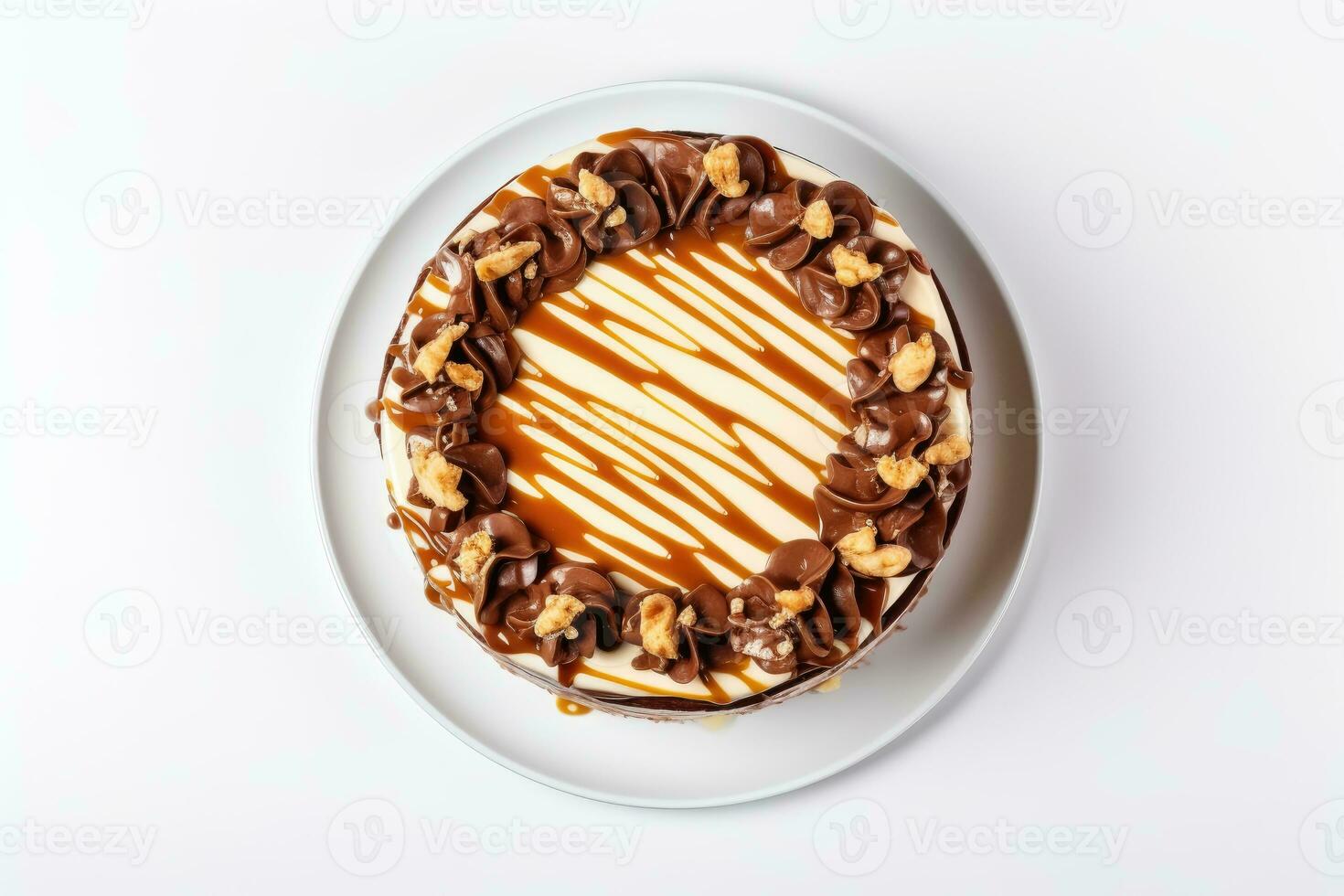 Chocolate cake isolated on white background photo