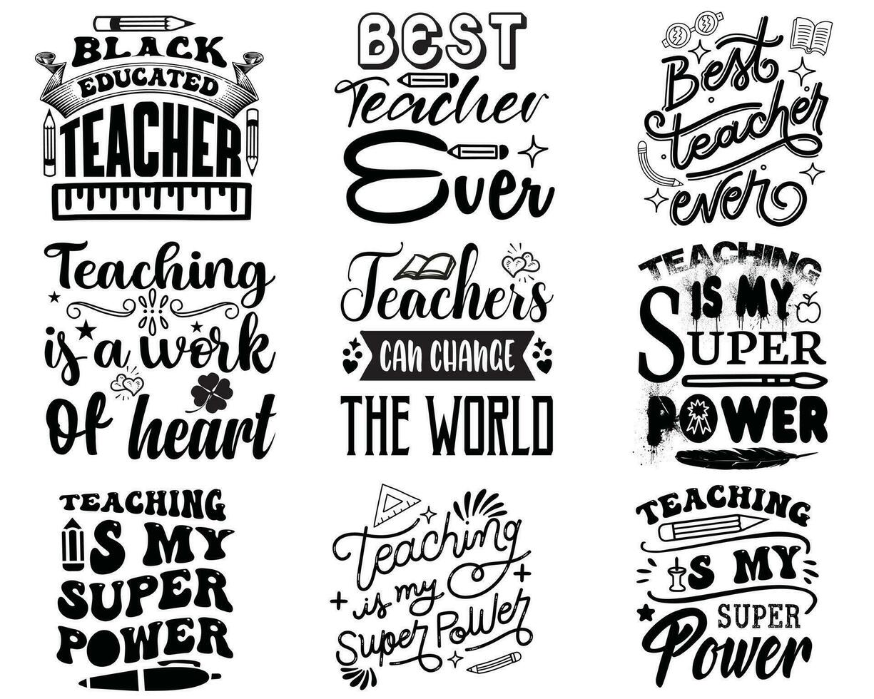 Teacher T shirt Design Bundle, Vector Teacher T shirt design, Teacher's Day shirt, Teacher typography T shirt design Collection, teachers day svg design.