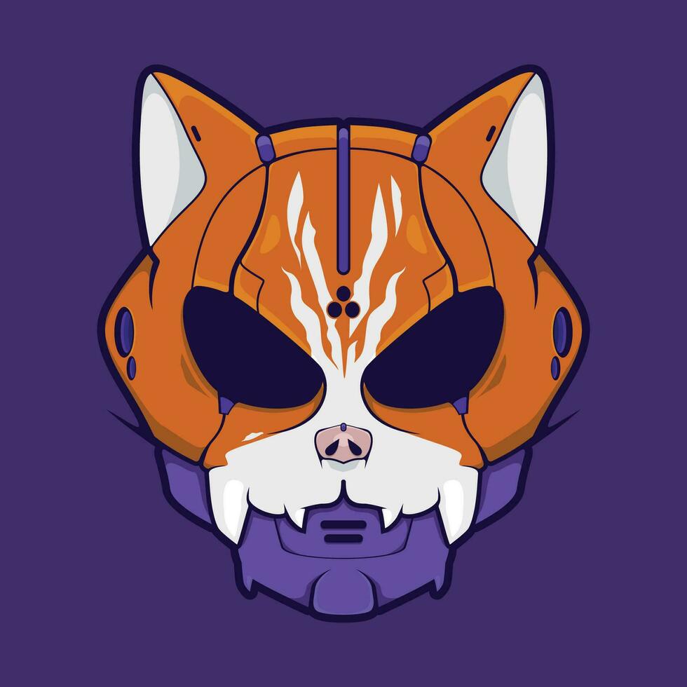 cat mecha head vector