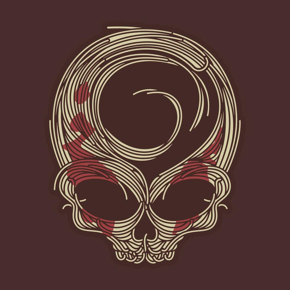 spaghetti skull head illustration vector