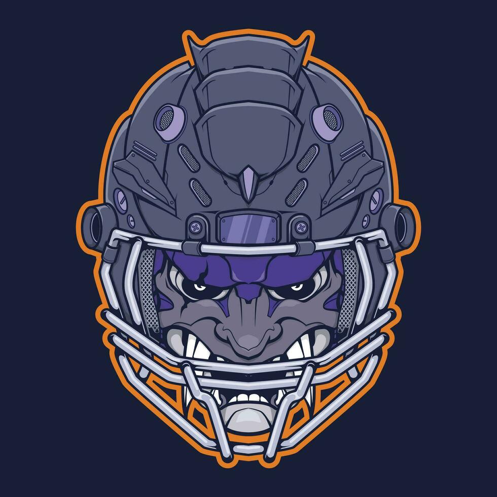 japonés diablo oni mecha cabeza con rugby casco vector