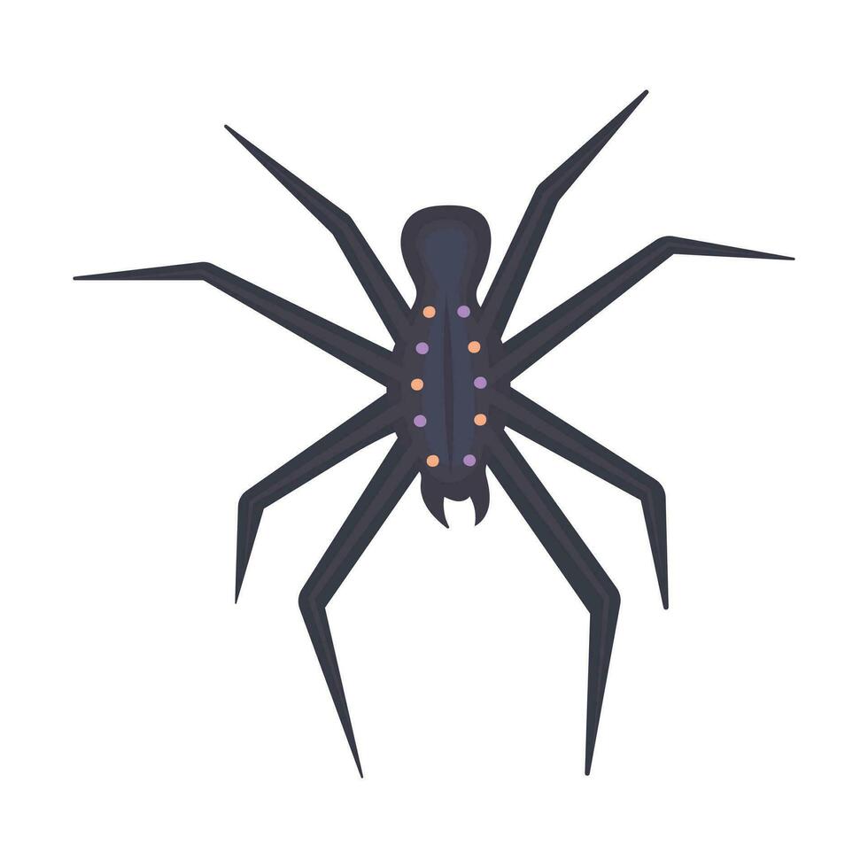 oscuro venenoso tropical araña, color ilustración vector