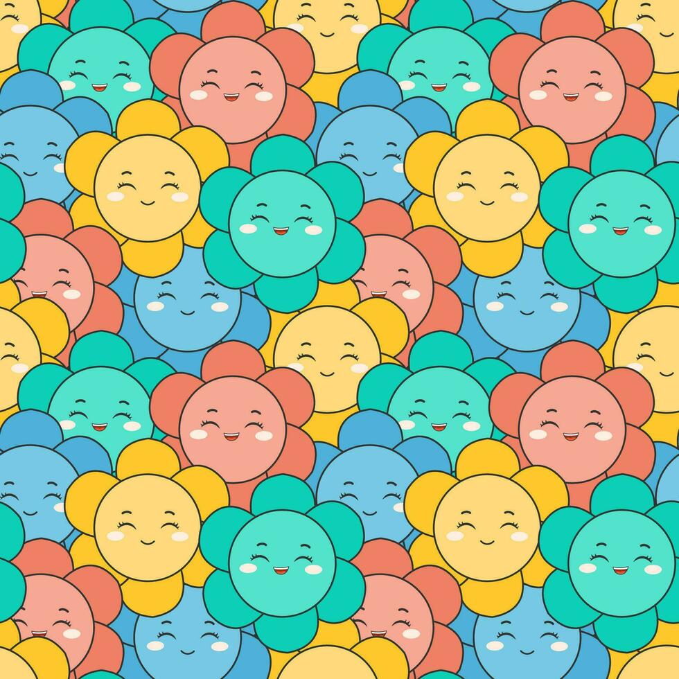 Smile Seamless Pattern Design Illustration with Smiling Character and Happiness Face in Template Hand Drawn Cartoon Flat Design vector