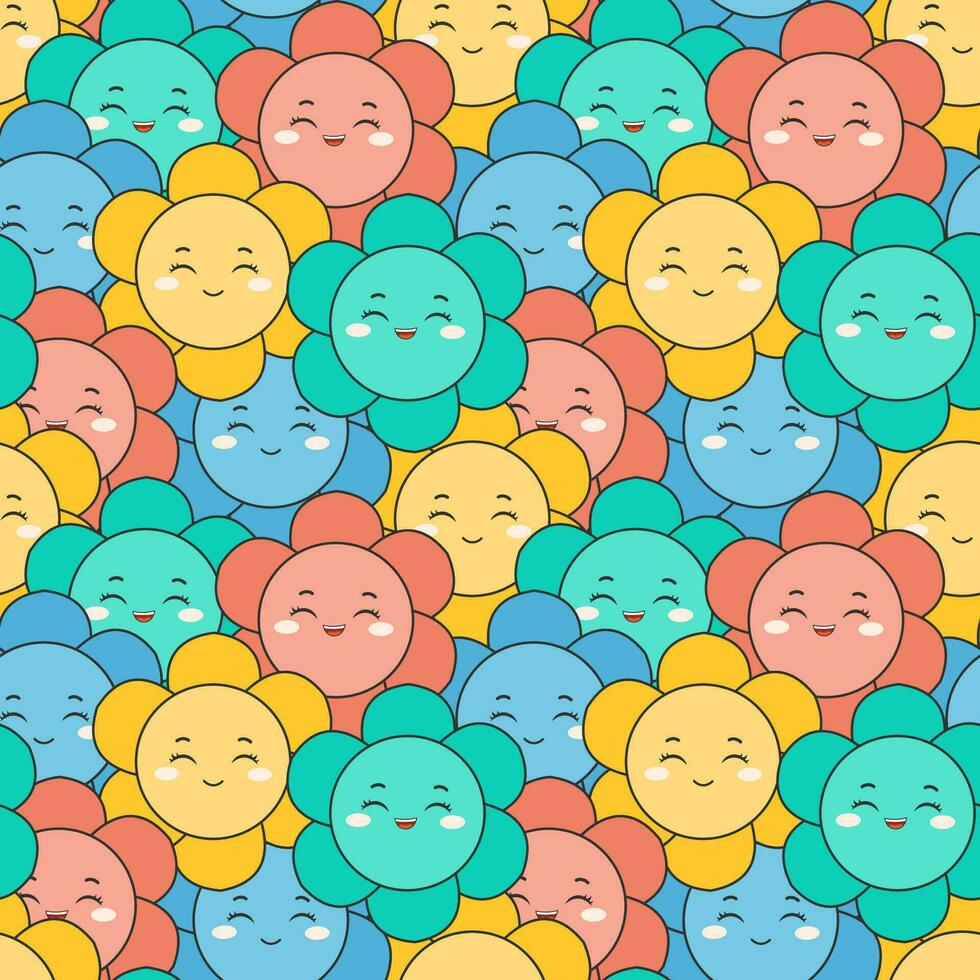 Smile Seamless Pattern Design Illustration with Smiling Character and Happiness Face in Template Hand Drawn Cartoon Flat Design vector