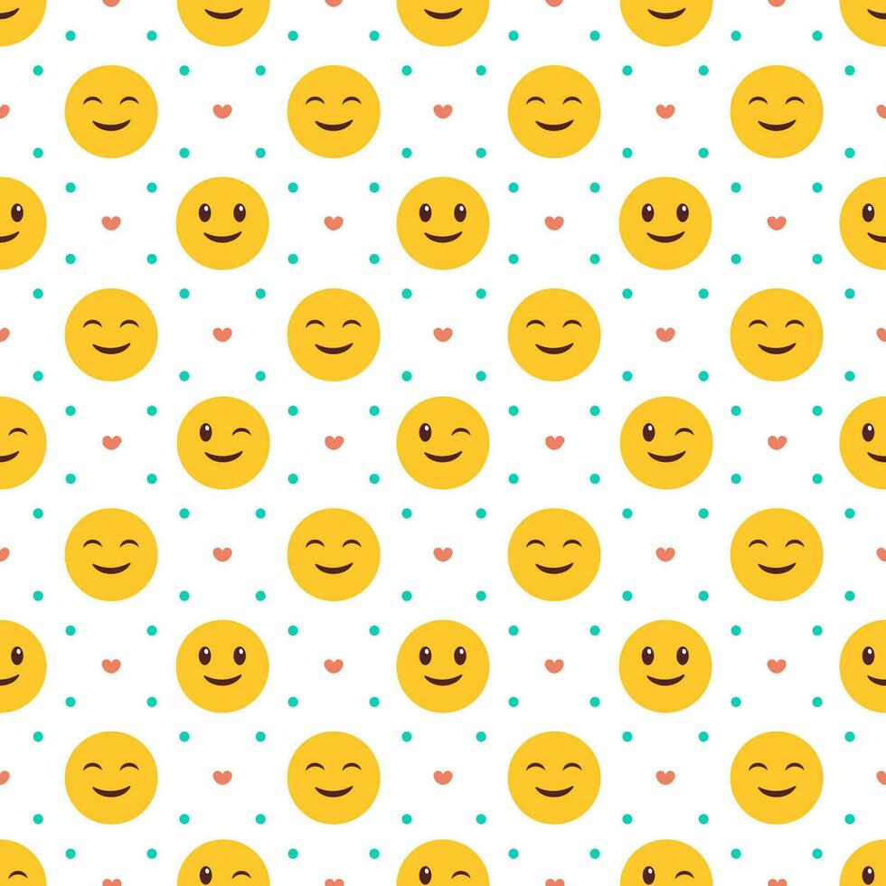 Smile Seamless Pattern Design Illustration with Smiling Character and Happiness Face in Template Hand Drawn Cartoon Flat Design vector