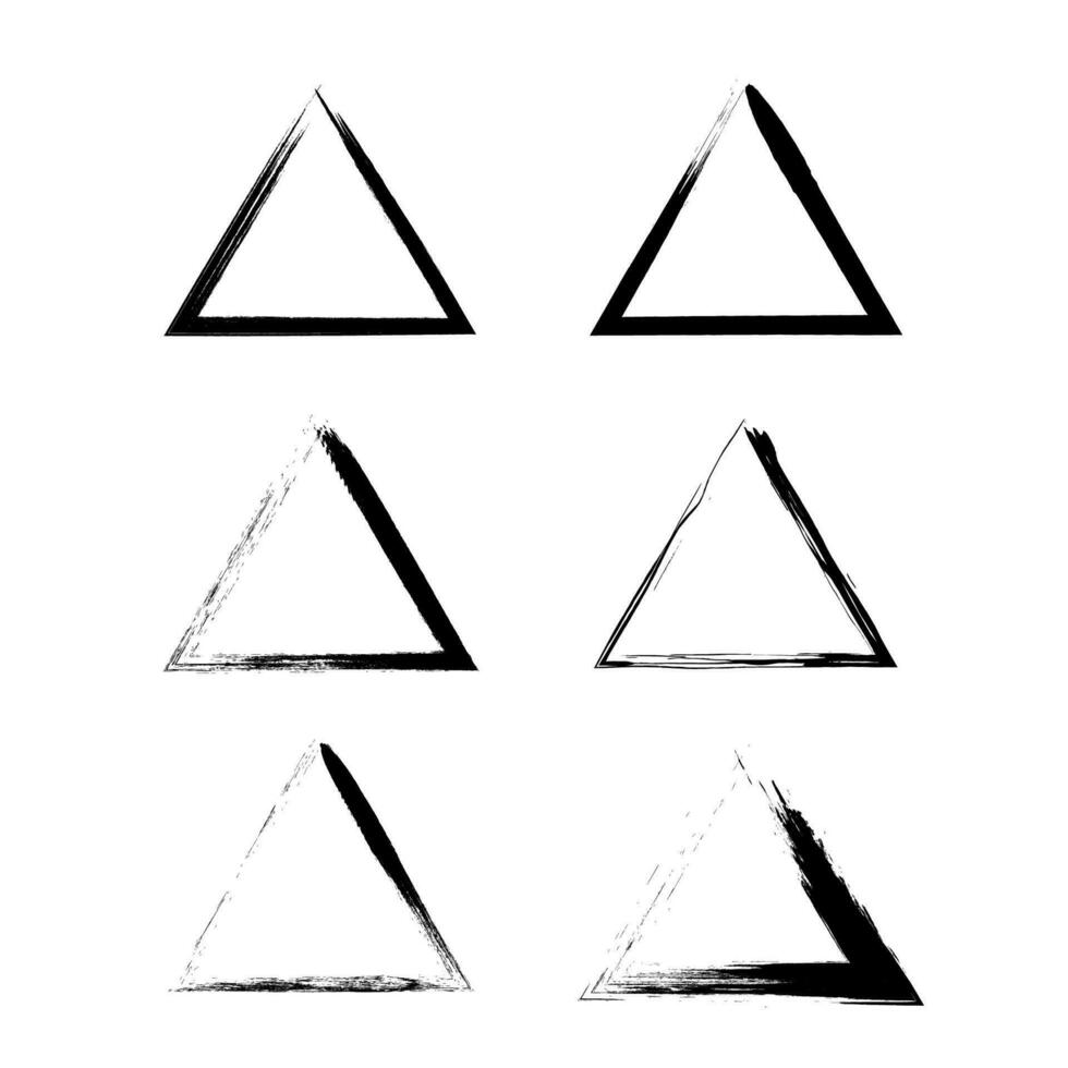 grunge carrera triángulo forma icono, enso símbolo vector diseño, pintado cepillo carrera triángulo forma grunge fondo vector.
