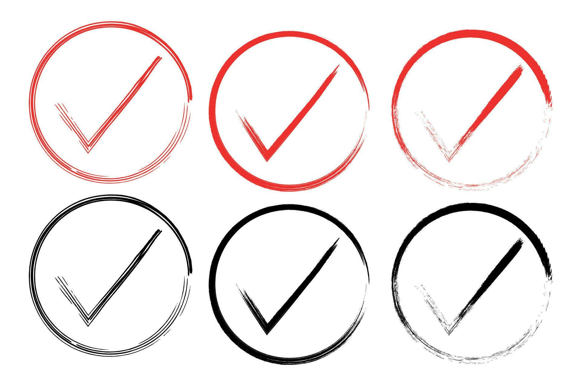 Grunge stroke circle with check mark icon tick check vector icon on a