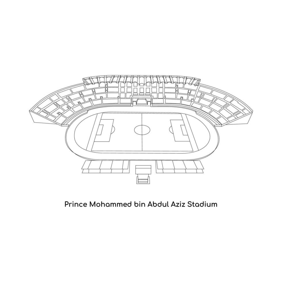 línea Arte diseño de saudi arabia internacional estadio, Príncipe Mahoma compartimiento Abdul aziz estadio en medina ciudad vector