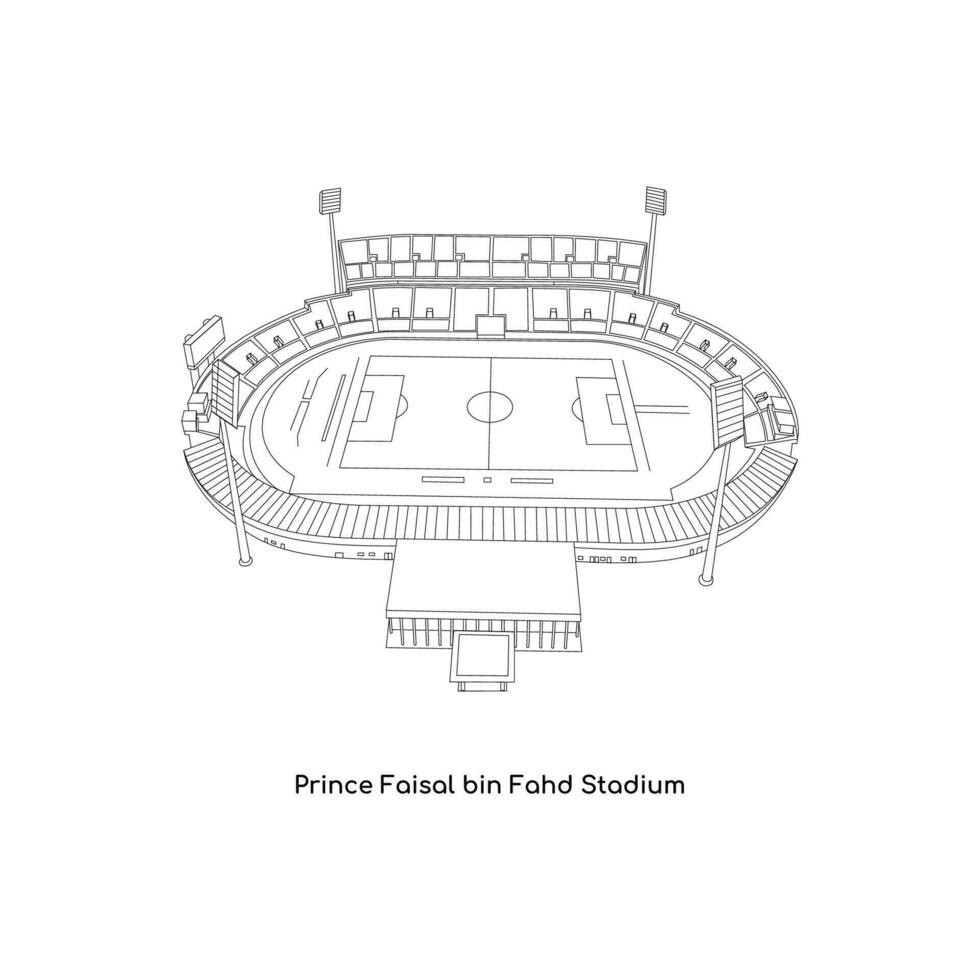 línea Arte diseño de saudi arabia internacional estadio, Príncipe faisal compartimiento fahd estadio en riyadh ciudad vector