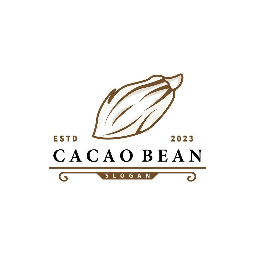 Cacao Bean Logo, Premium Design Fresh Organic Garden Plant Seed Simple Minimalist vector