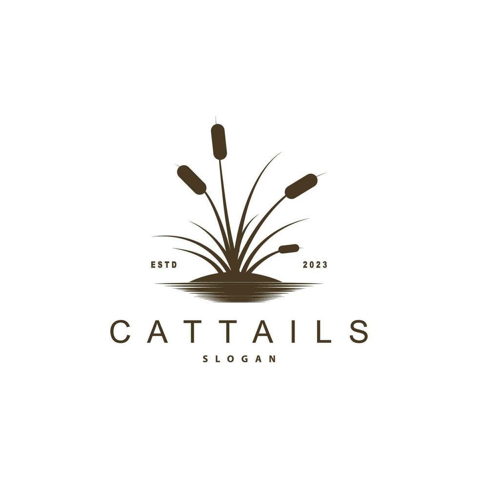 Creeks And Cattails River Logo, Grass Design Simple Minimalist Illustration Vector Template