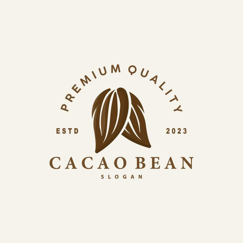 Cacao Bean Logo, Premium Design Fresh Organic Garden Plant Seed Simple Minimalist vector