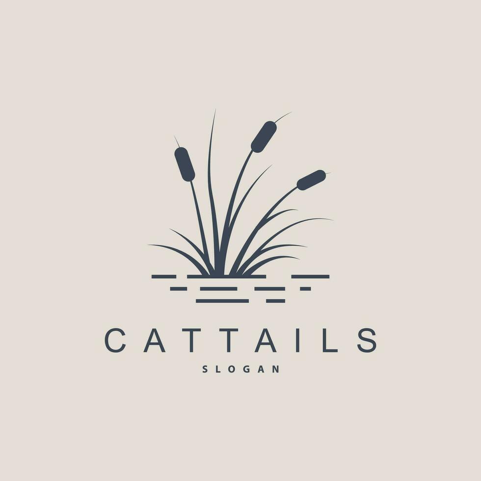 Creeks And Cattails River Logo, Grass Design Simple Minimalist Illustration Vector Template