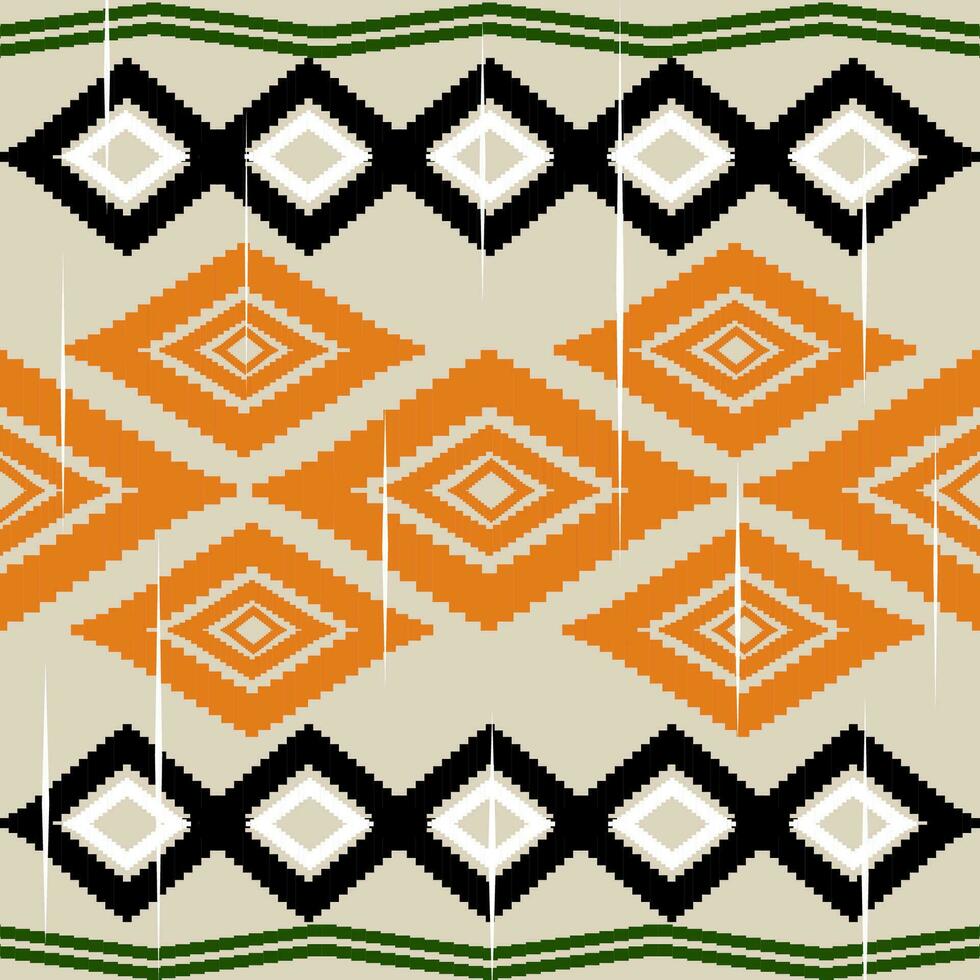 Ethnic ikat design Aztec tribal african art. Seamless pattern in tribal, folk embroidery, and Mexican style. Geometric ornament. Design for print fabric carpet, wallpaper, clothing, wrapping, fabric, vector