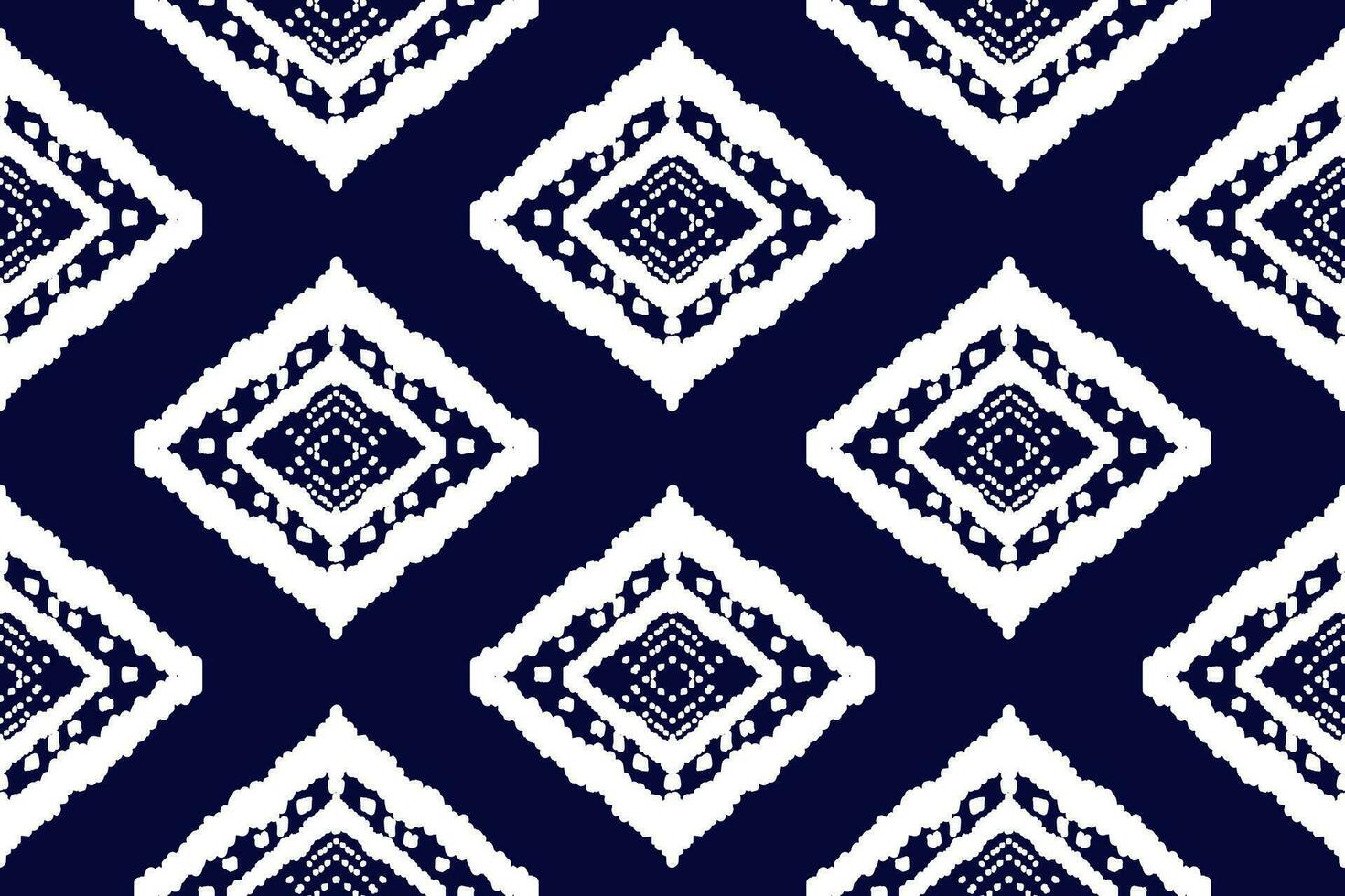 Seamless pattern of Ikat paisley, traditional seamless pattern, blue background, Aztec style, embroidery, abstract, vector, design illustration for texture, fabric, print. vector