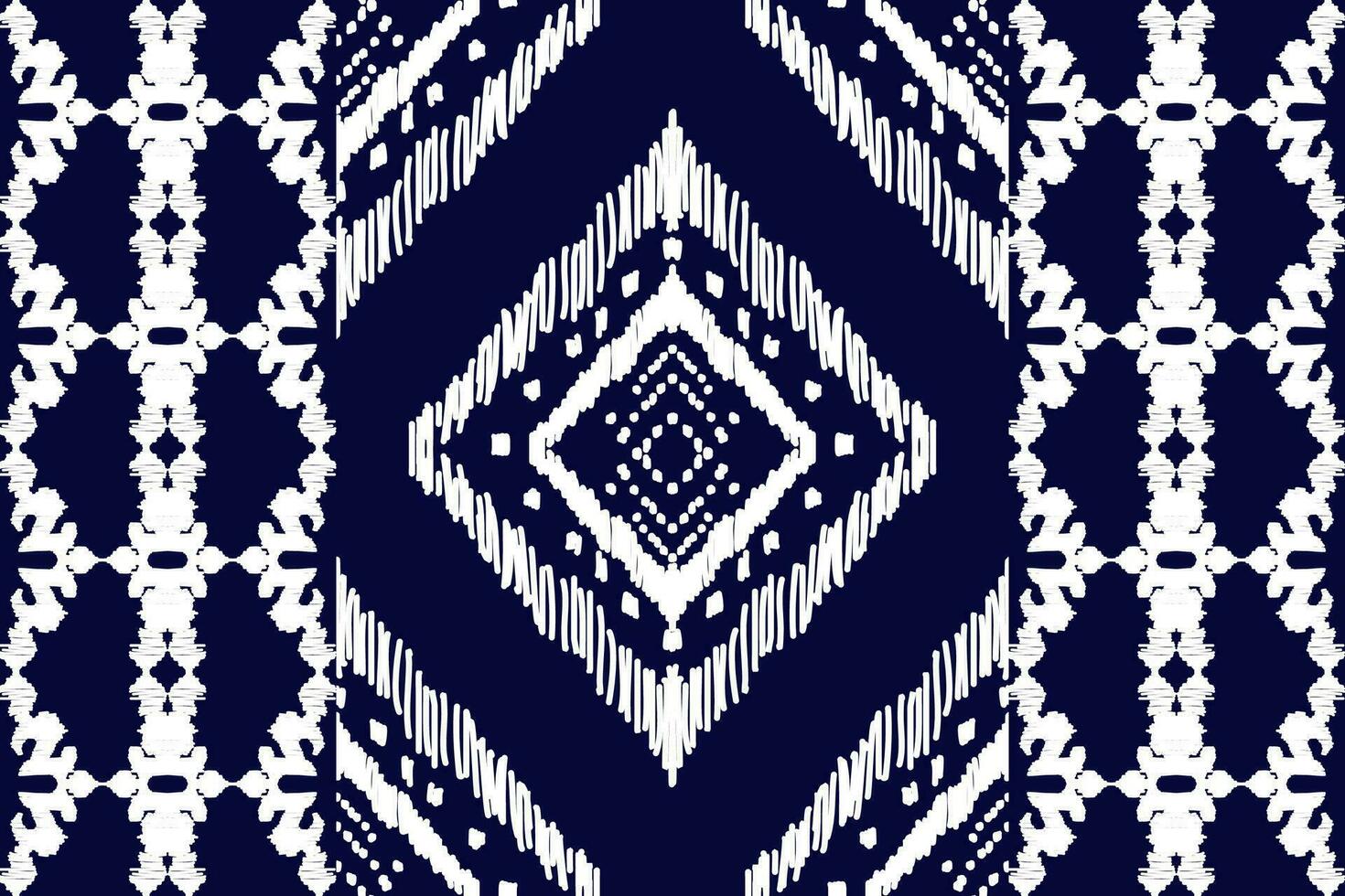 Seamless pattern of Ikat paisley, traditional seamless pattern, blue background, Aztec style, embroidery, abstract, vector, design illustration for texture, fabric, print. vector