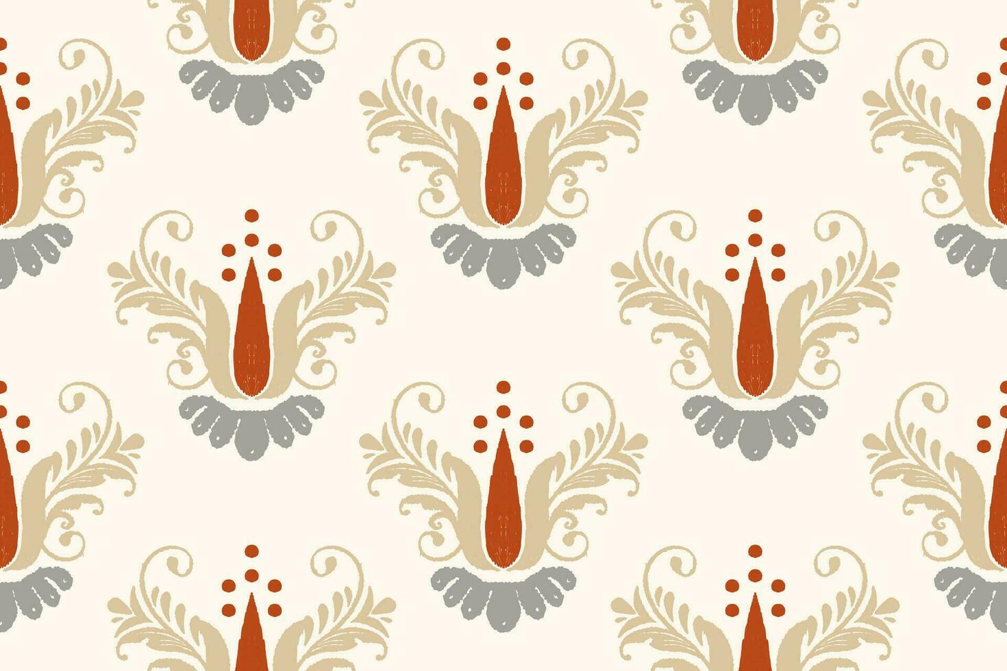 Ikat floral paisley embroidery on white background. Traditional ethnic ikat, aztec abstract vector pattern, seamless pattern in tribal, folk embroidery and mexican style.