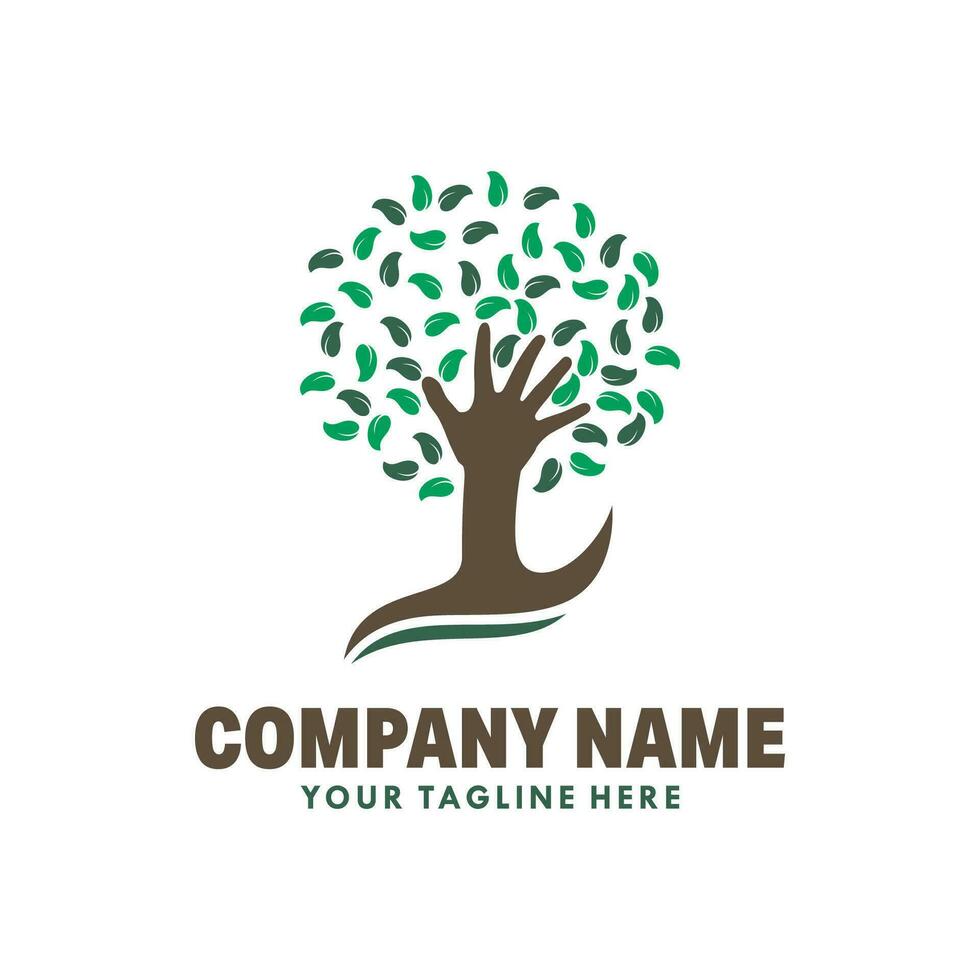 Hand Tree Vector Logo Template