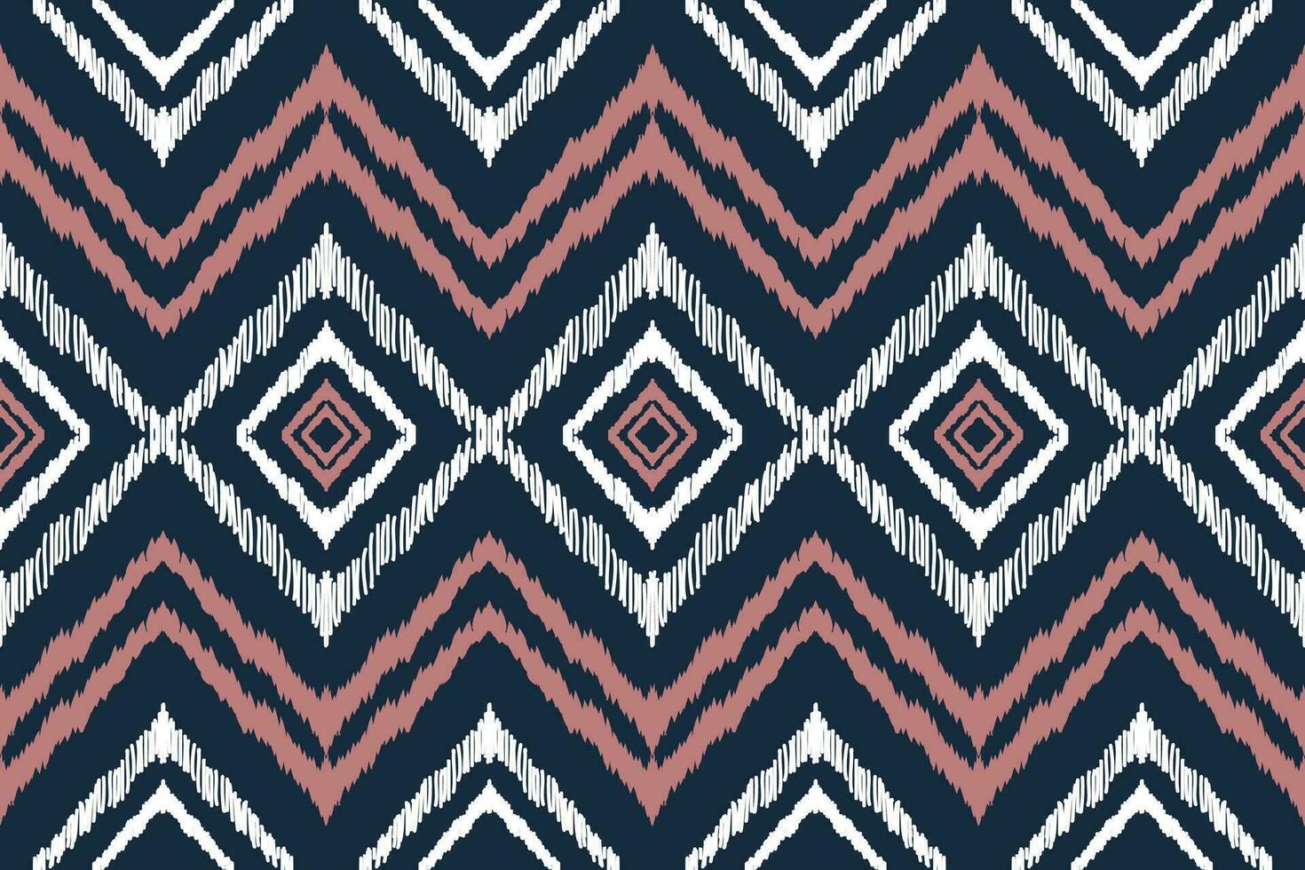 Ikat tye die boho seamless vintage pattern repeating handmade batik organic textile design modern and trendy boho print blue brown white vector