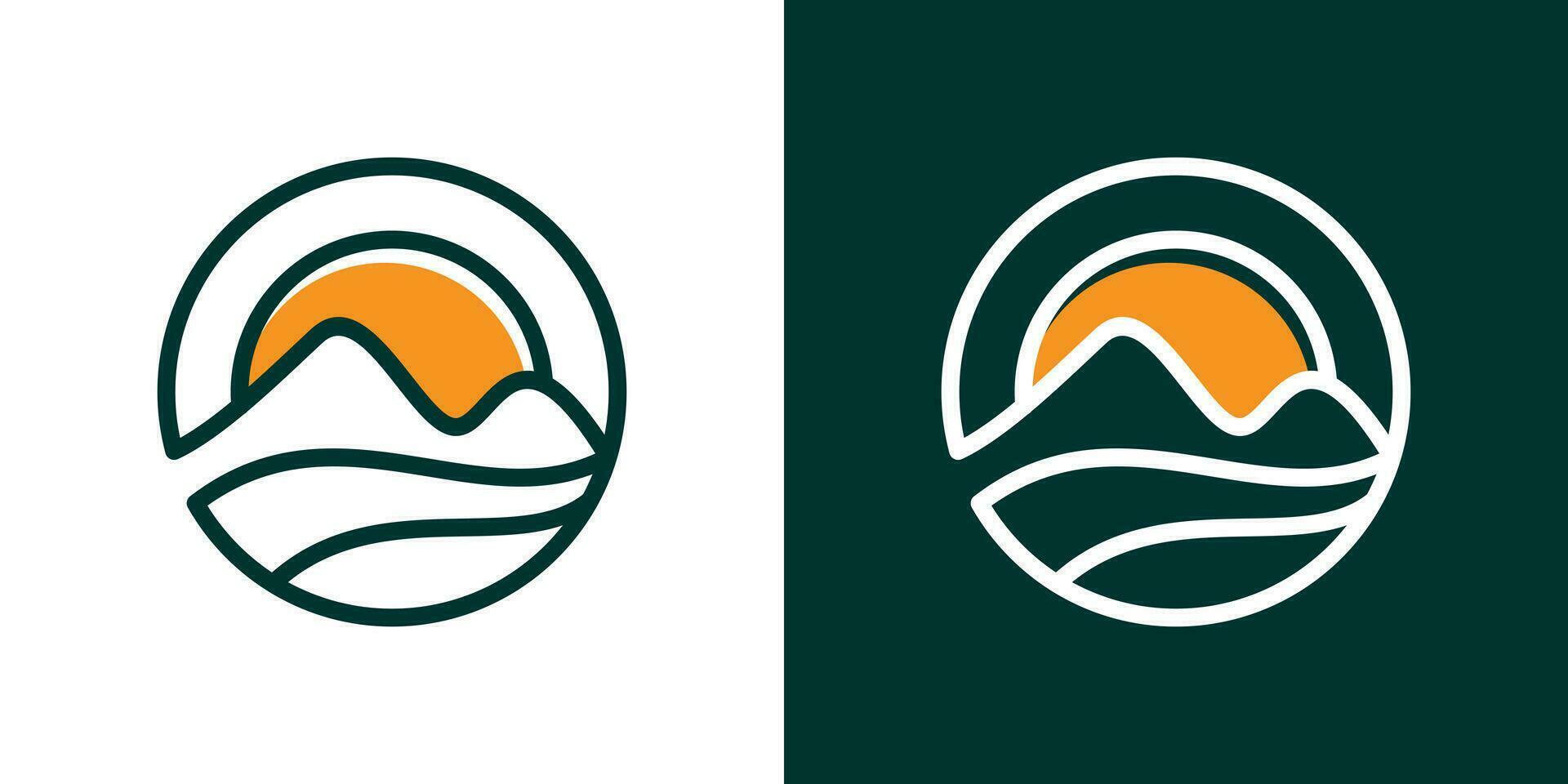 logo design with scenic elements made in a line and minimalist style vector