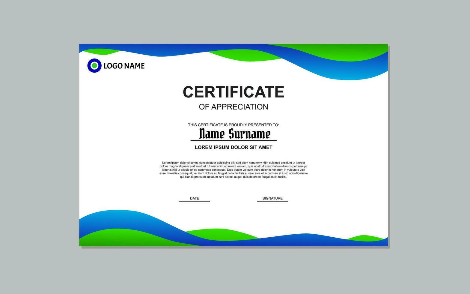certificate design in blue and green in abstract style vector