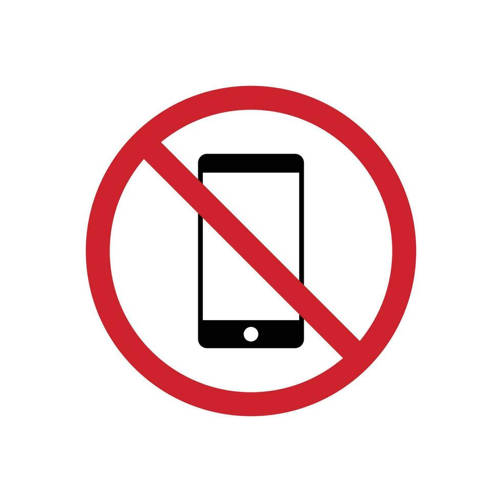 Vector Prohibition Icon Illustrating the Phone Ban Sign
