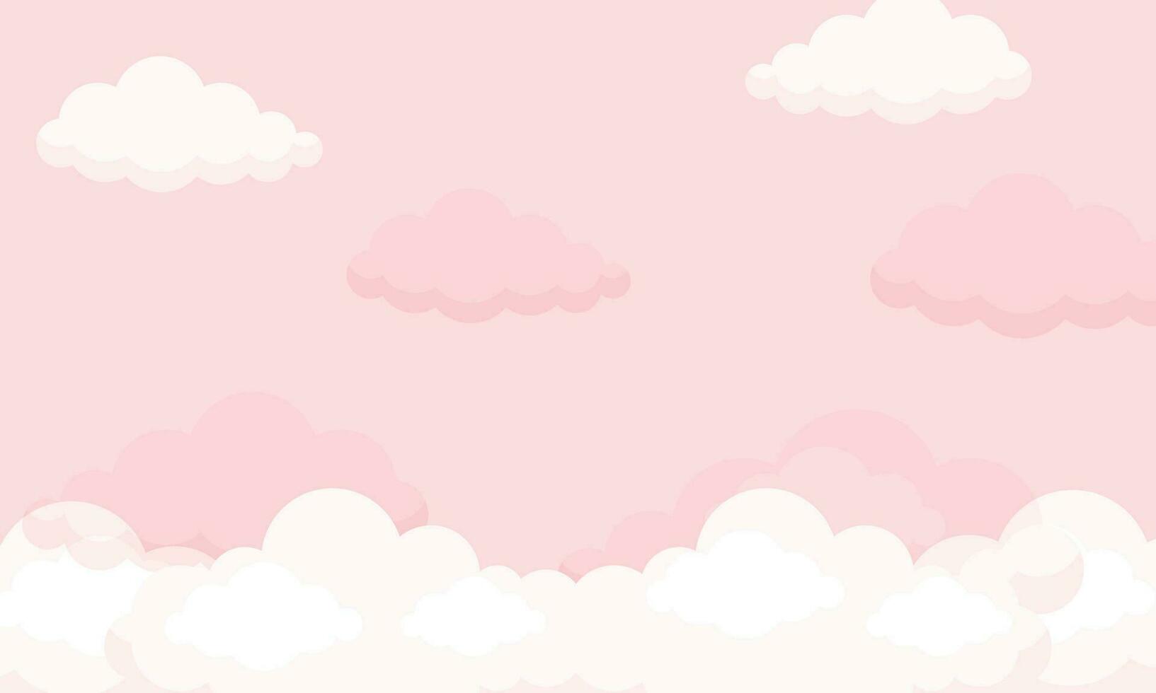 Vector pink color sky background with clouds design