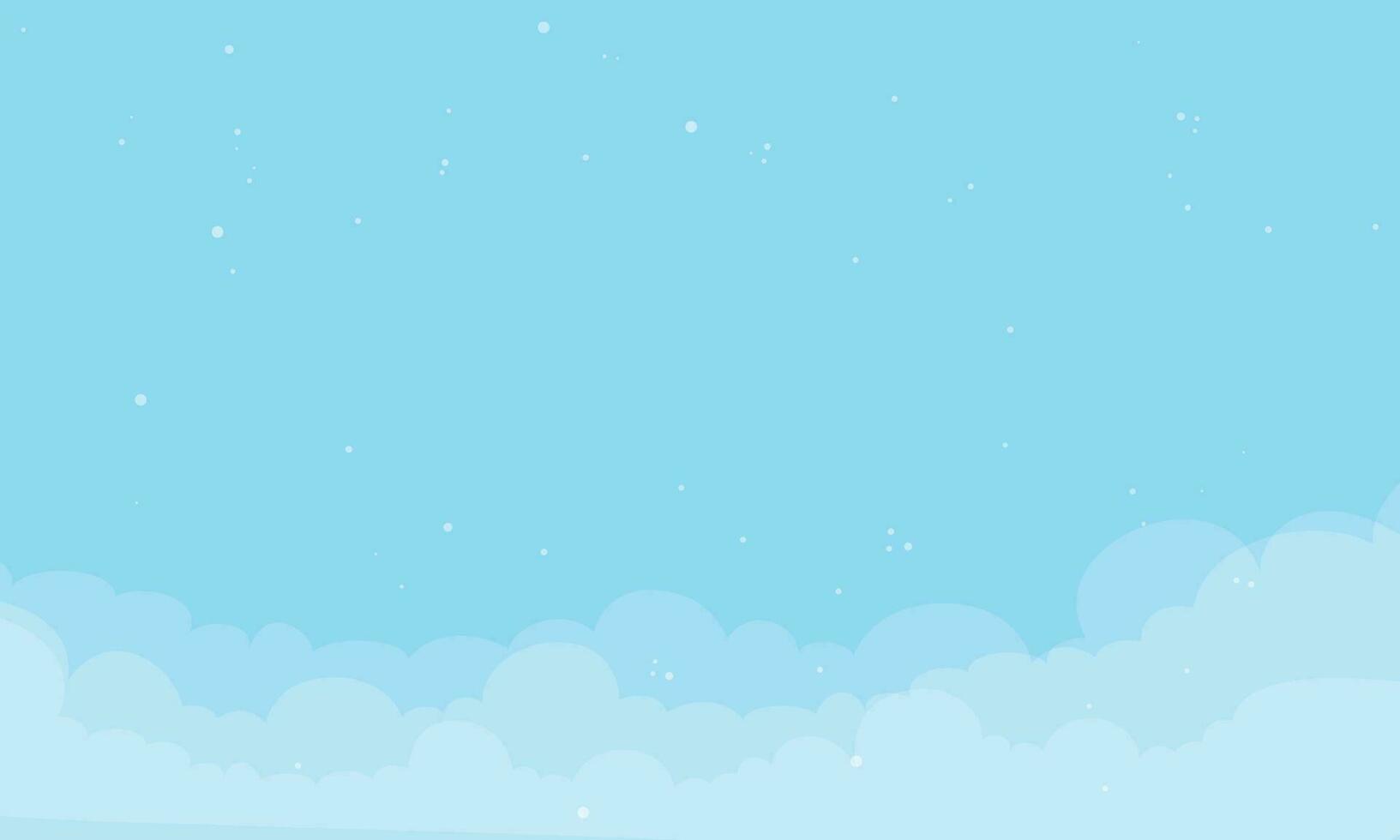 Vector cartoon flat style white clouds on blue