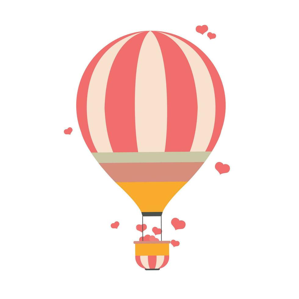 Vector illustration air balloon with hearts