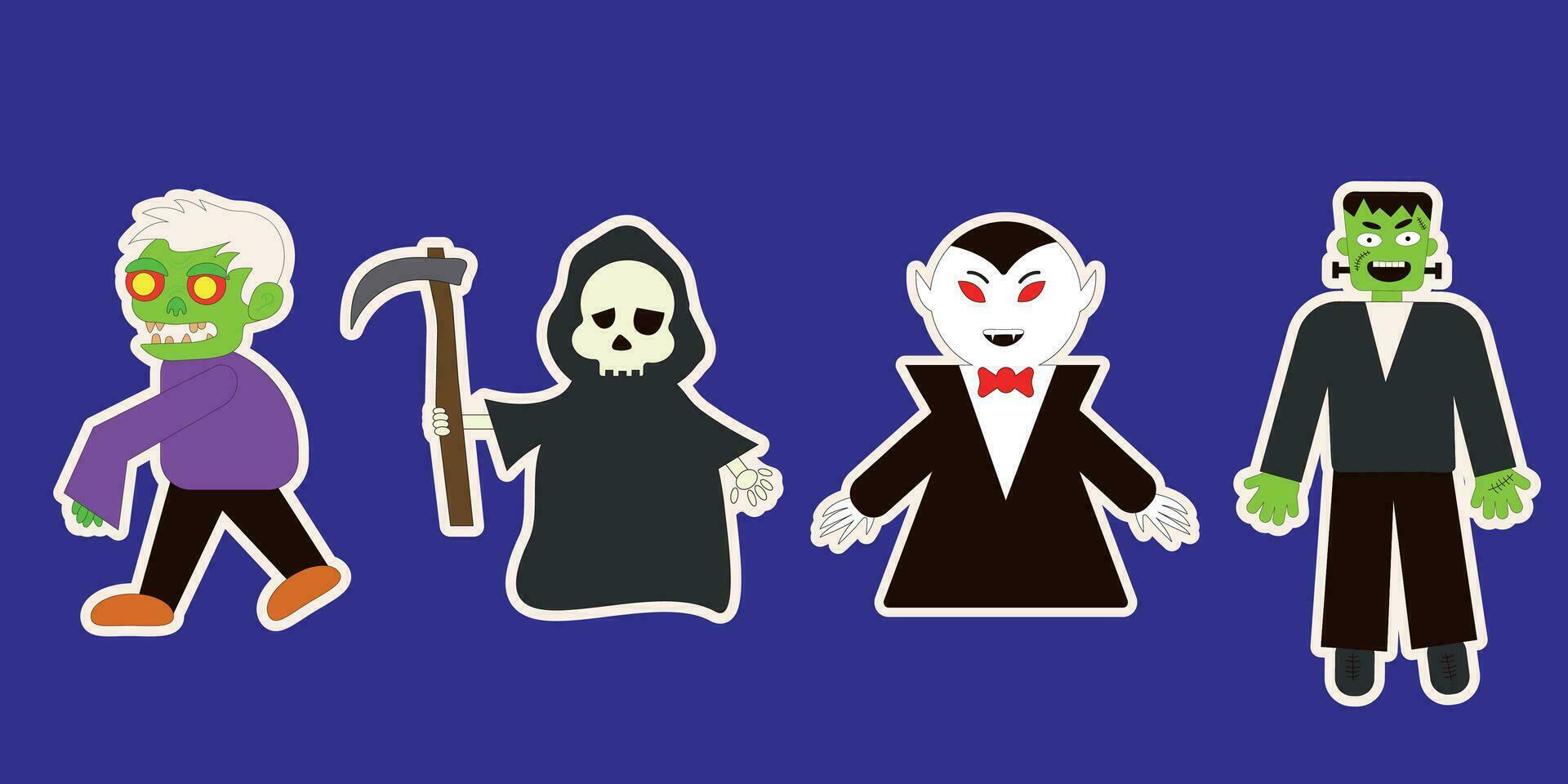 Stickers characters for halloween vector