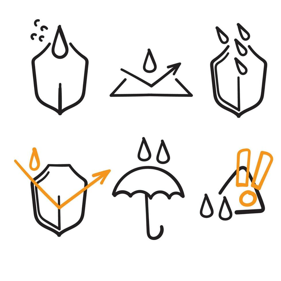 hand drawn doodle Set of Waterproof Related illustration vector