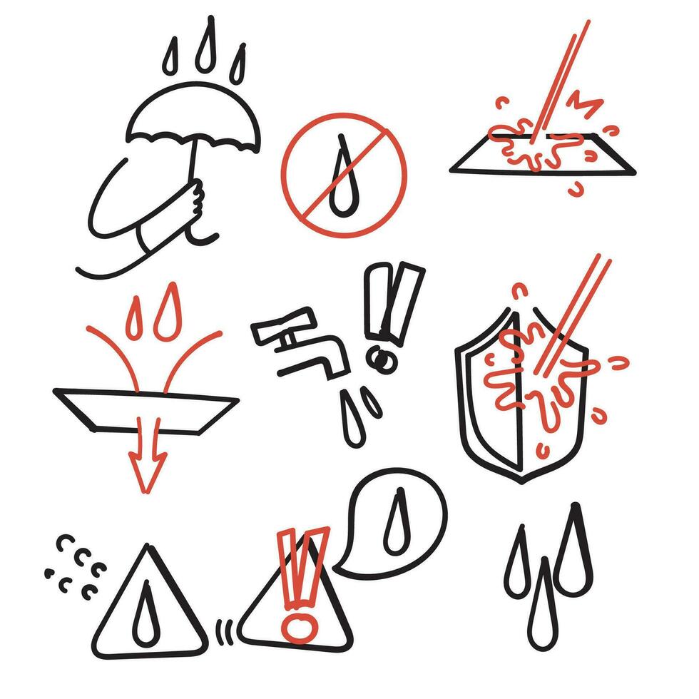 hand drawn doodle Set of Waterproof Related illustration vector