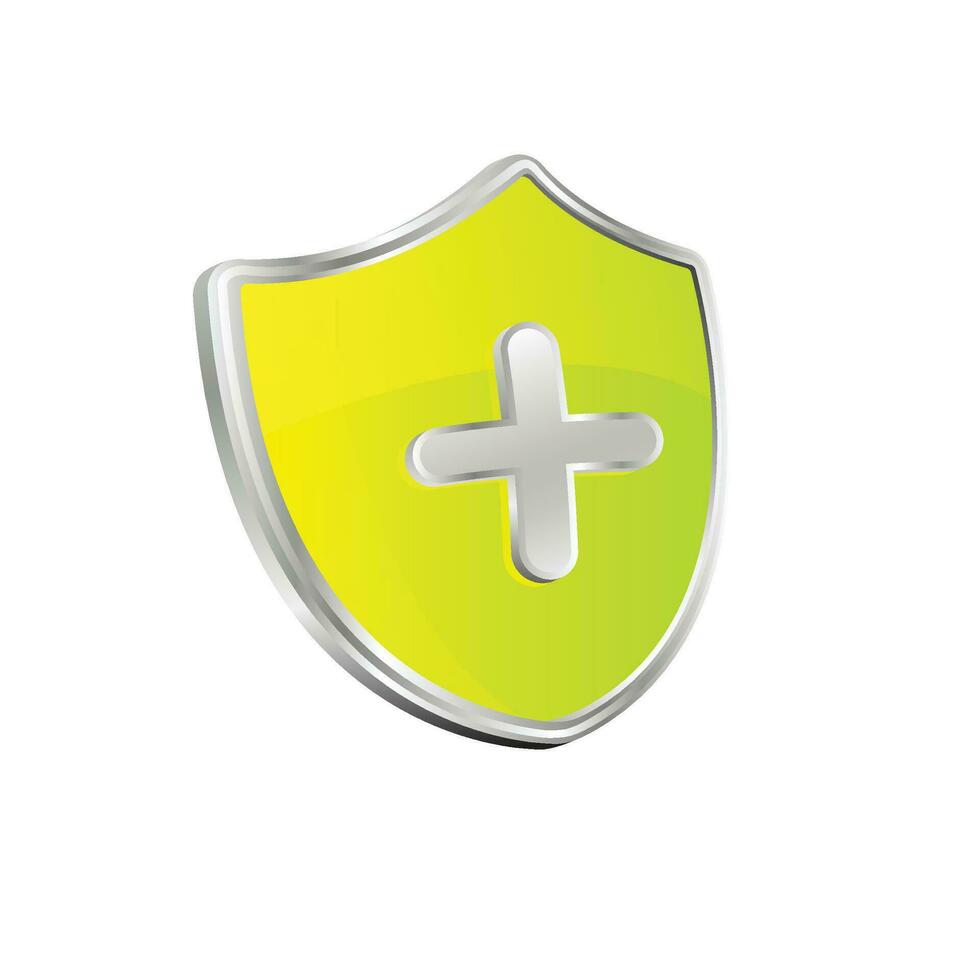 Vector medical shield protection symbol with cross sign