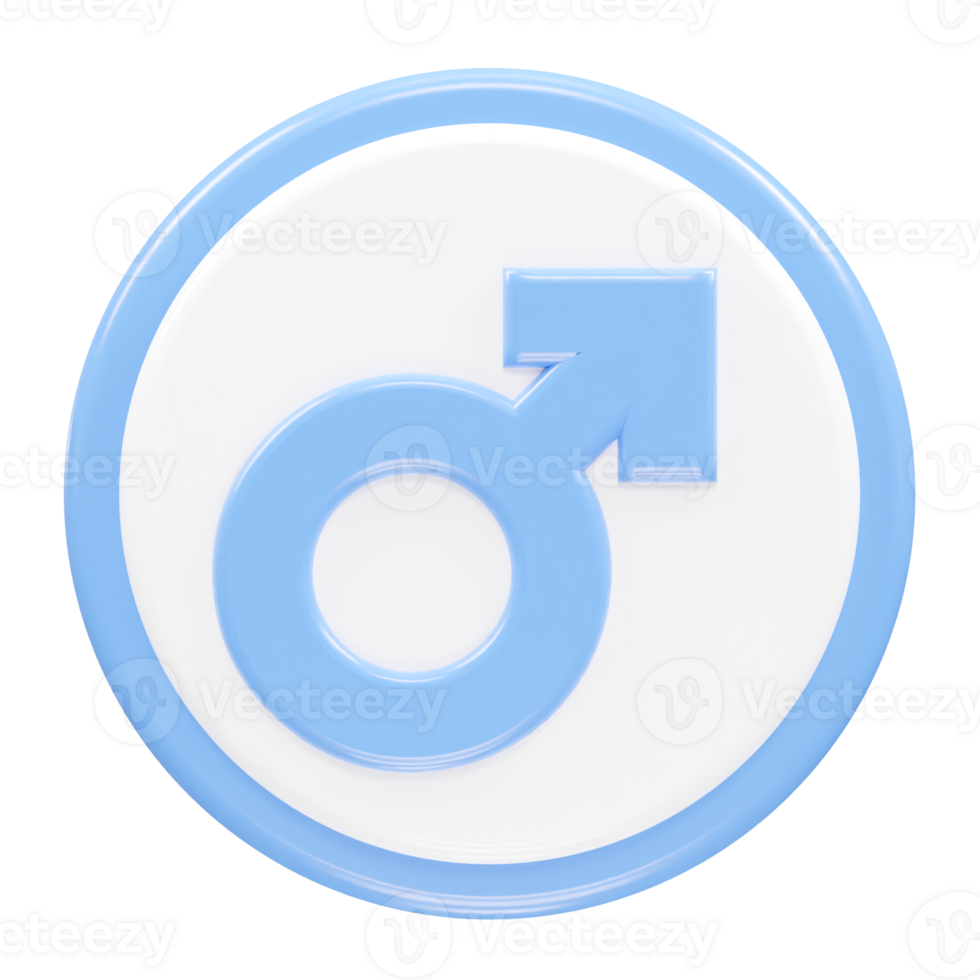 Male symbol 3d element render illustration png
