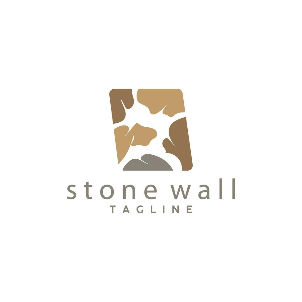 Simple Stone Wall Logo Design Template Symbol Illustration vector