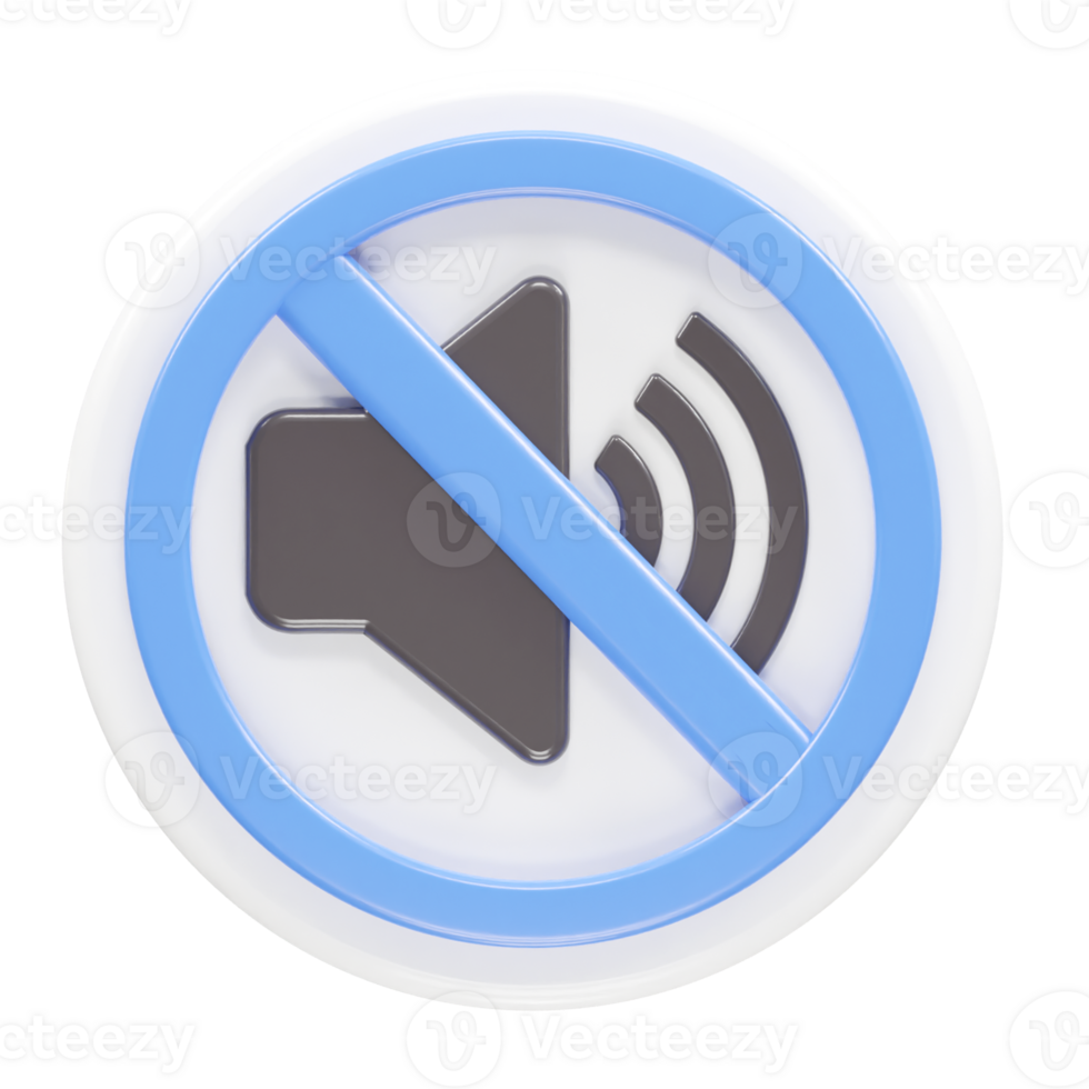 Mute icon 3d rendering illustration png