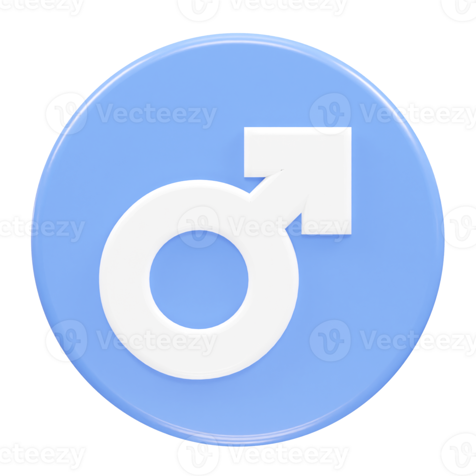 Male symbol 3d element render illustration png