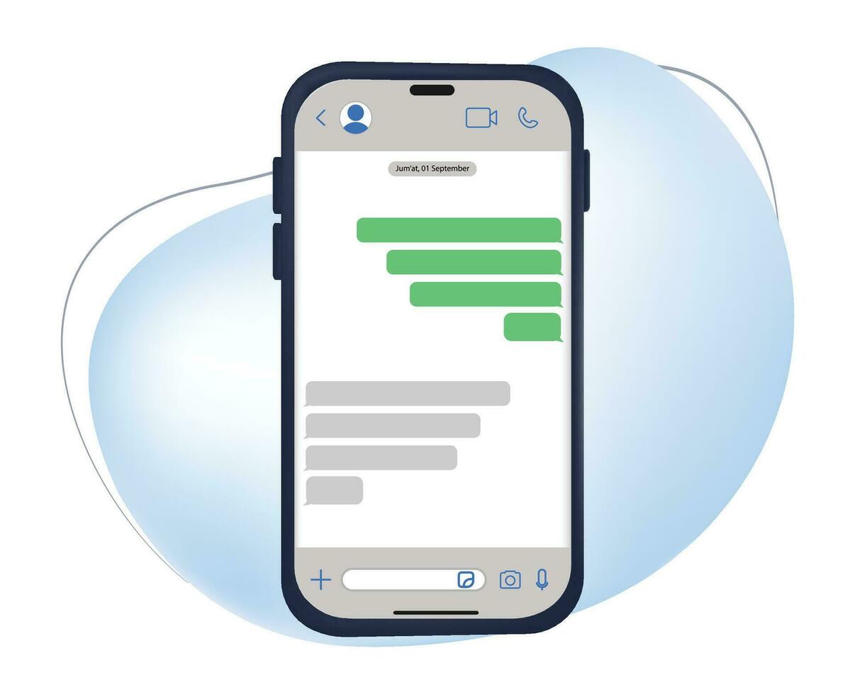 Message smartphone template with Message bubbles chat on smartphone icons. Phone chatting sms template bubbles vector