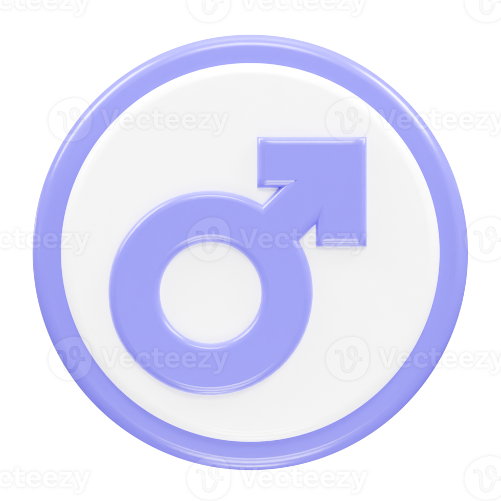 Male symbol 3d element render illustration png