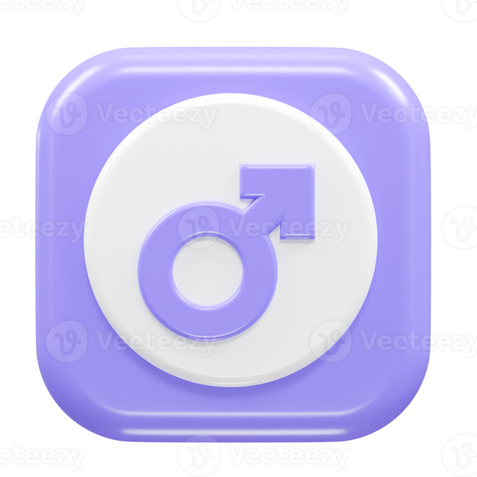 Male symbol 3d element render illustration png