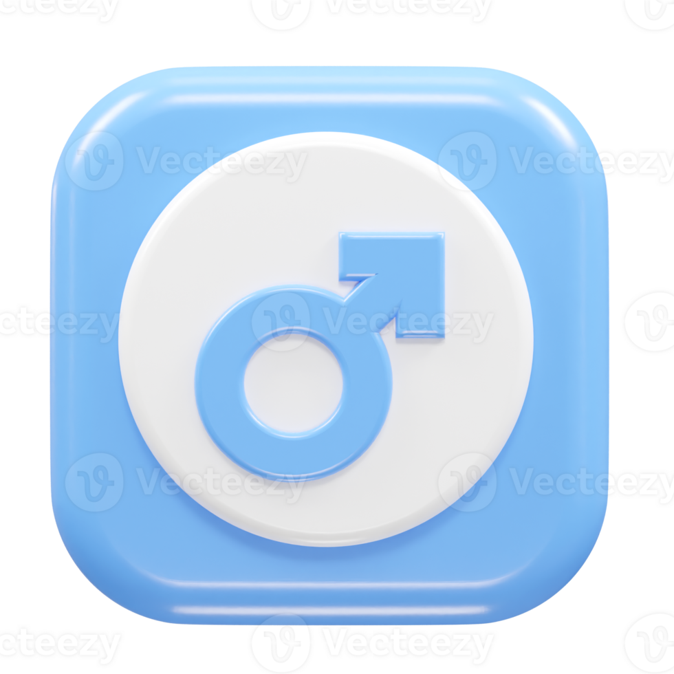 Male symbol 3d element render illustration png