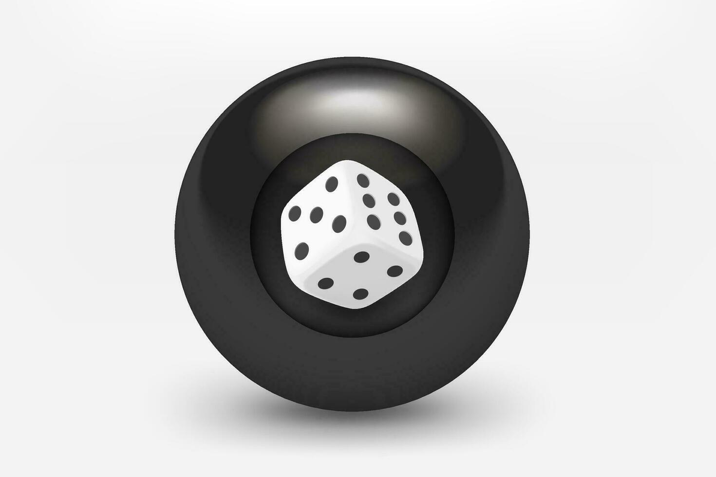 Black ball with dice icon. 3d vector illustration