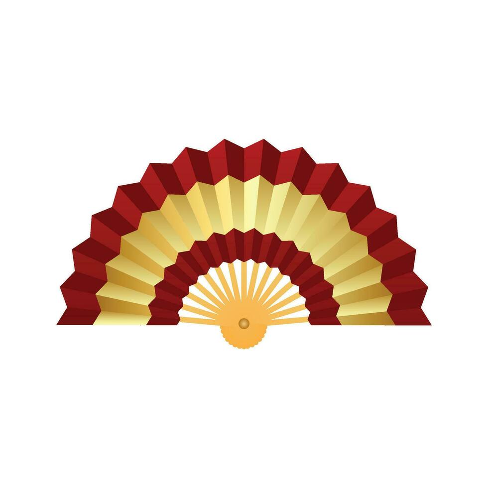 Vector isolated chinese fans illustration. red folding fans