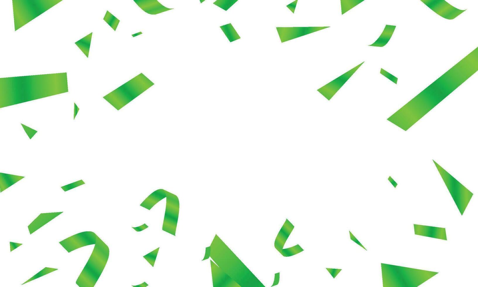 Vector celebration background template with green confetti ribbons frame. luxury greeting rich card