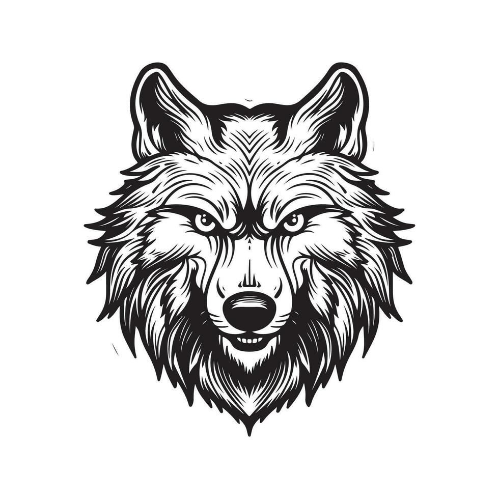 lobo, Clásico mano dibujado ilustración vector