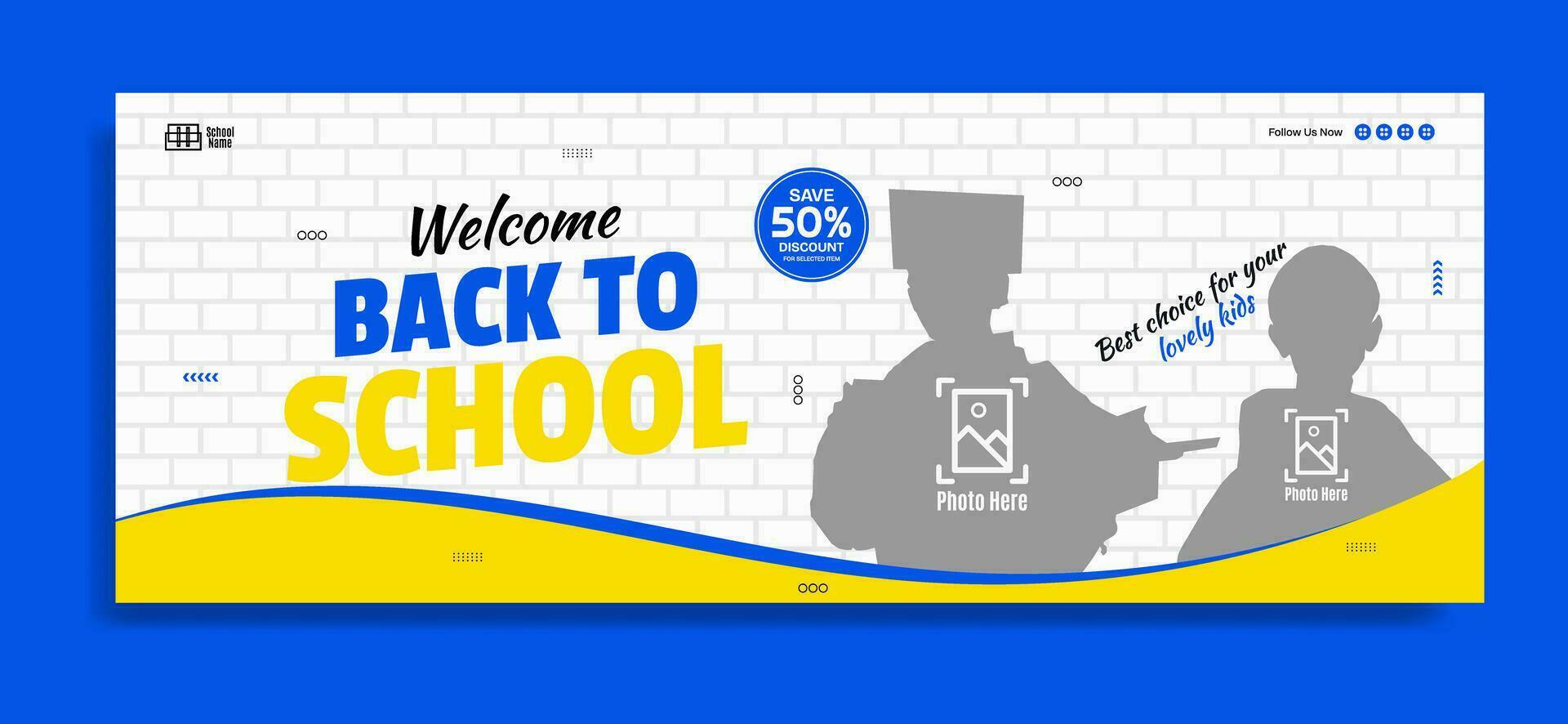 Back to school business horizontal banner template design vector