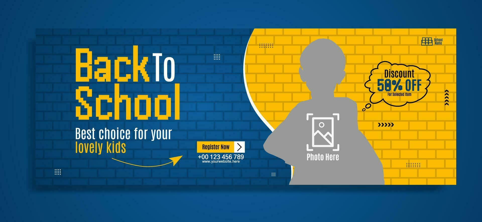 Back to school business horizontal banner template design vector