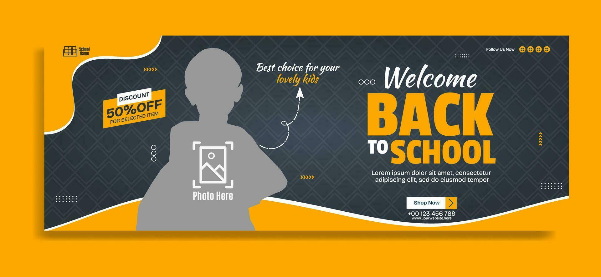 Back to school business horizontal banner template design vector