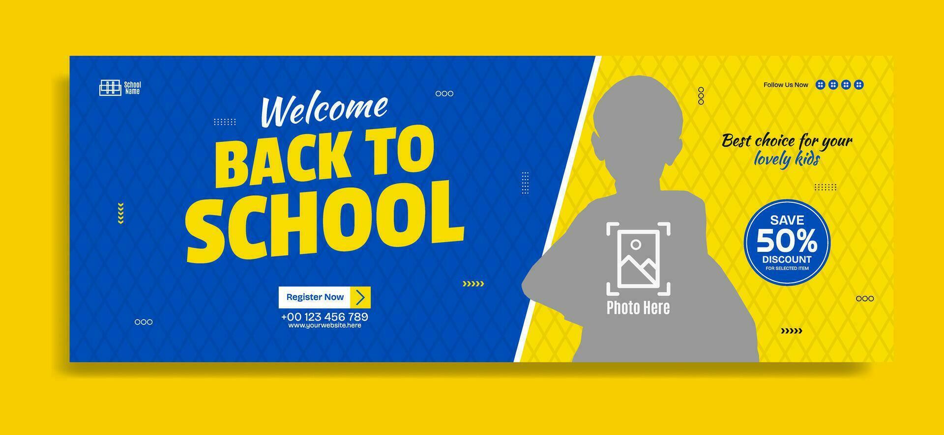 Back to school business horizontal banner template design vector